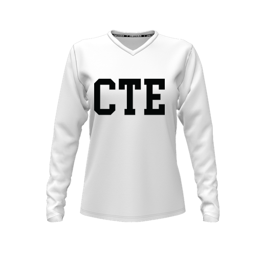 [FTLVCFWH-FYXS-LOGO1] Decker Comfort T-Shirt (Female Youth XS, White, V Neck, Logo 1, Long Sleeve)