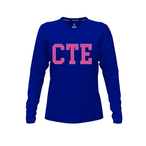 [FTLVCFRY-FYXS-LOGO2] Decker Comfort T-Shirt (Female Youth XS, Royal, V Neck, Logo 2, Long Sleeve)