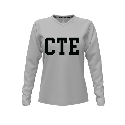 [FTLVCFGY-FYXS-LOGO1] Decker Comfort T-Shirt (Female Youth XS, Gray, V Neck, Logo 1, Long Sleeve)