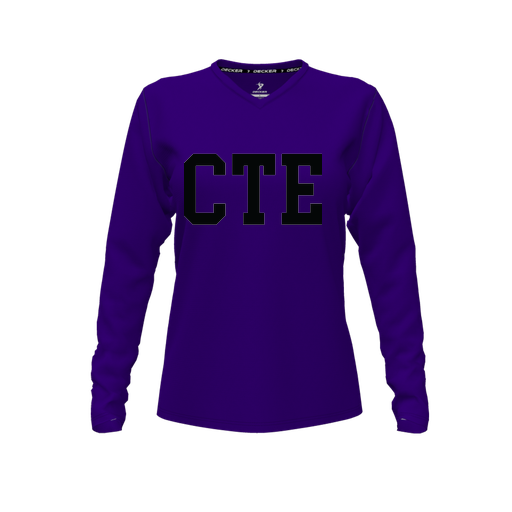 [FTLVCFPP-FYXS-LOGO1] Decker Comfort T-Shirt (Female Youth XS, Purple, V Neck, Logo 1, Long Sleeve)